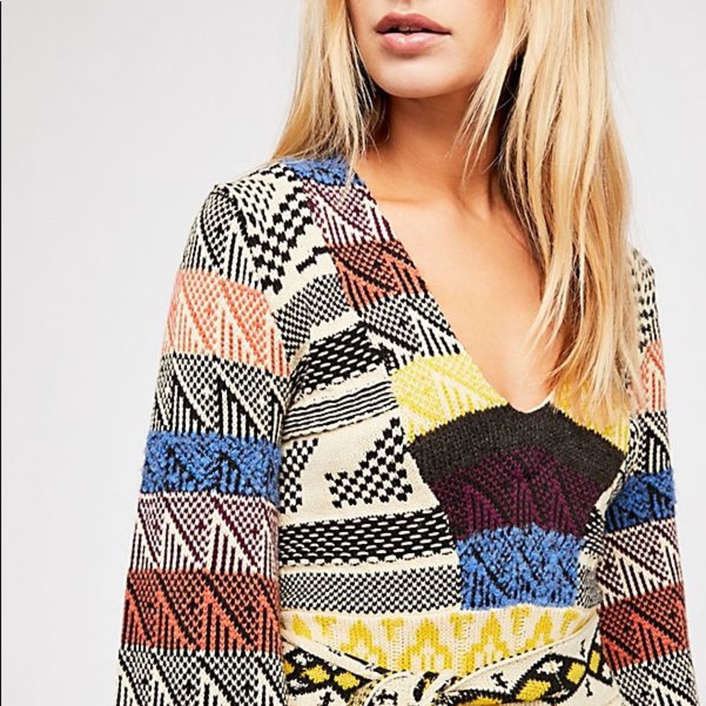 Free People Patchwork Sweater Mini Dress - Picture 3 of 10